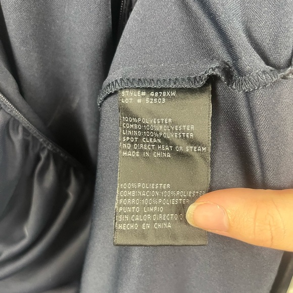 Xscape Plus Size Long Beaded Sequin Illusion Neckline Jersey Dress 18W Navy FLAW - Picture 13 of 15